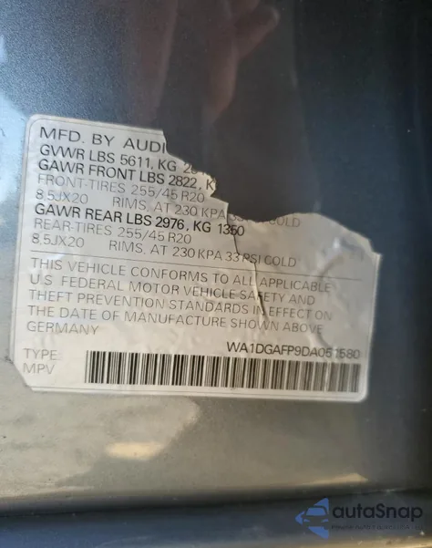 2013 Audi Q5 Premium Plus из США, поврежденный, VIN WA1DGAFP9DA051580